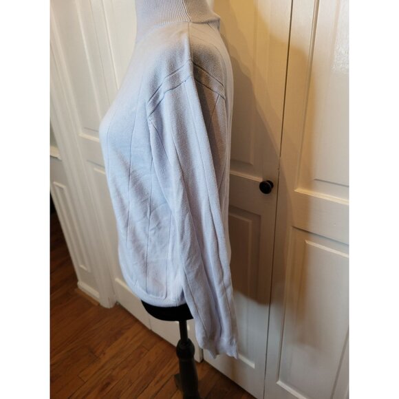 Baby Blue Ribbed Mock Neck Sweater M Dress Barn Old Money Winter Preppy Cottage - Picture 6 of 7